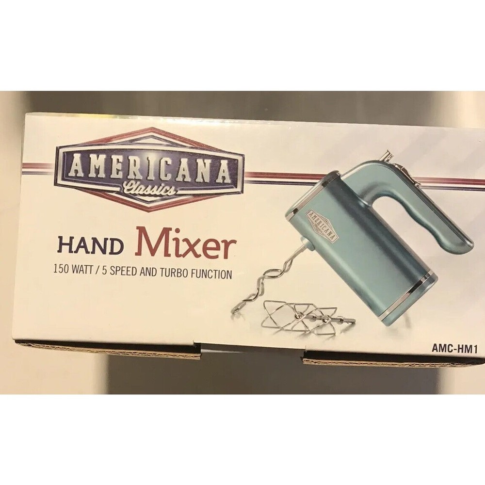 Americana Classics Hand Mixer  5-Speed, 150 watt Turbo Function Turquoise NIB - Picture 4 of 5
